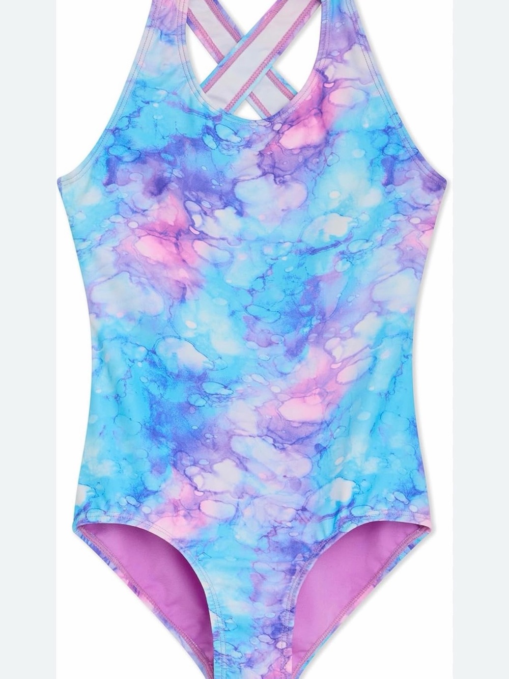 🌴🌴Lands' End Girls' Tie-Dye One-Piece Swimsuit in Blue, Purple & Pink